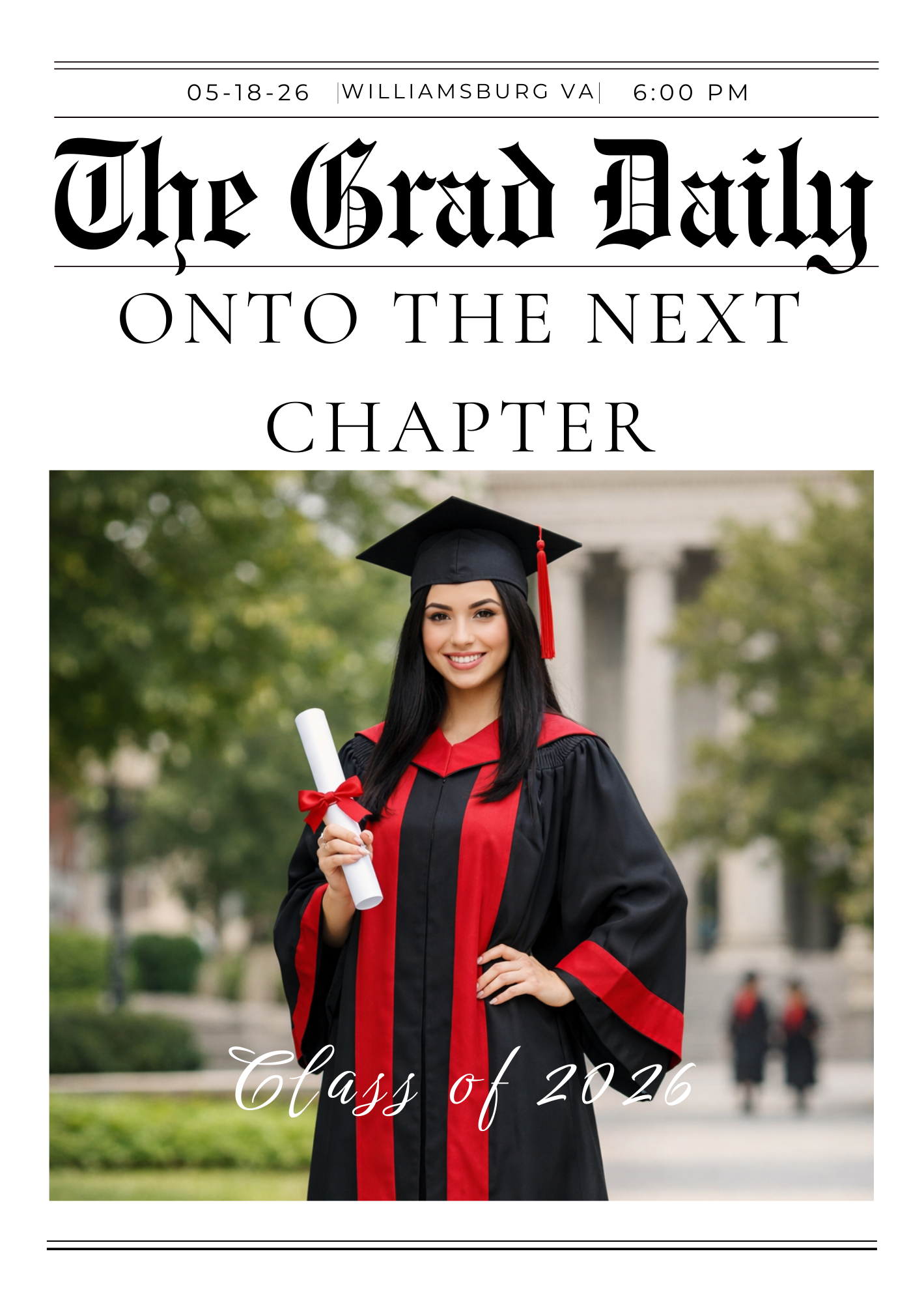 Graduation Newspaper Editable Template