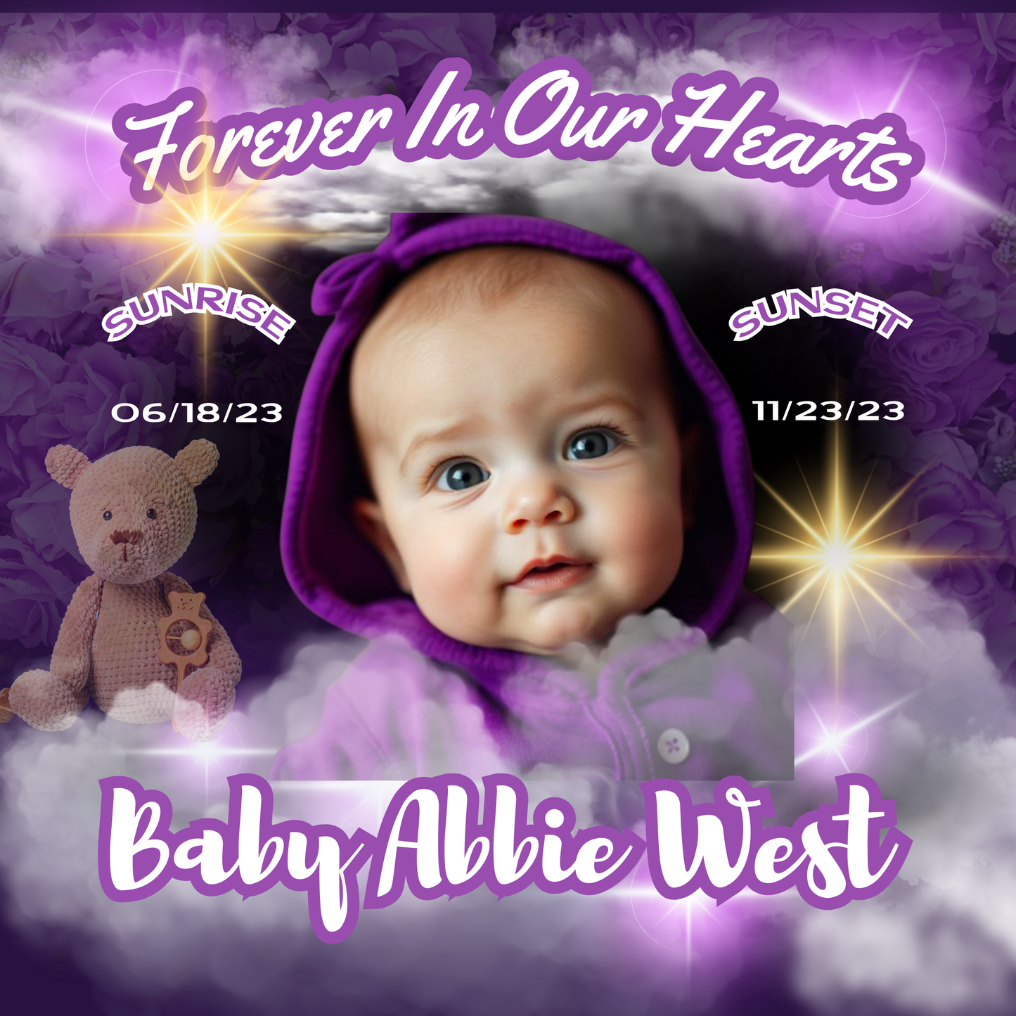 PURPLE SINGLE MEMORIAL EDITABLE DESIGN
