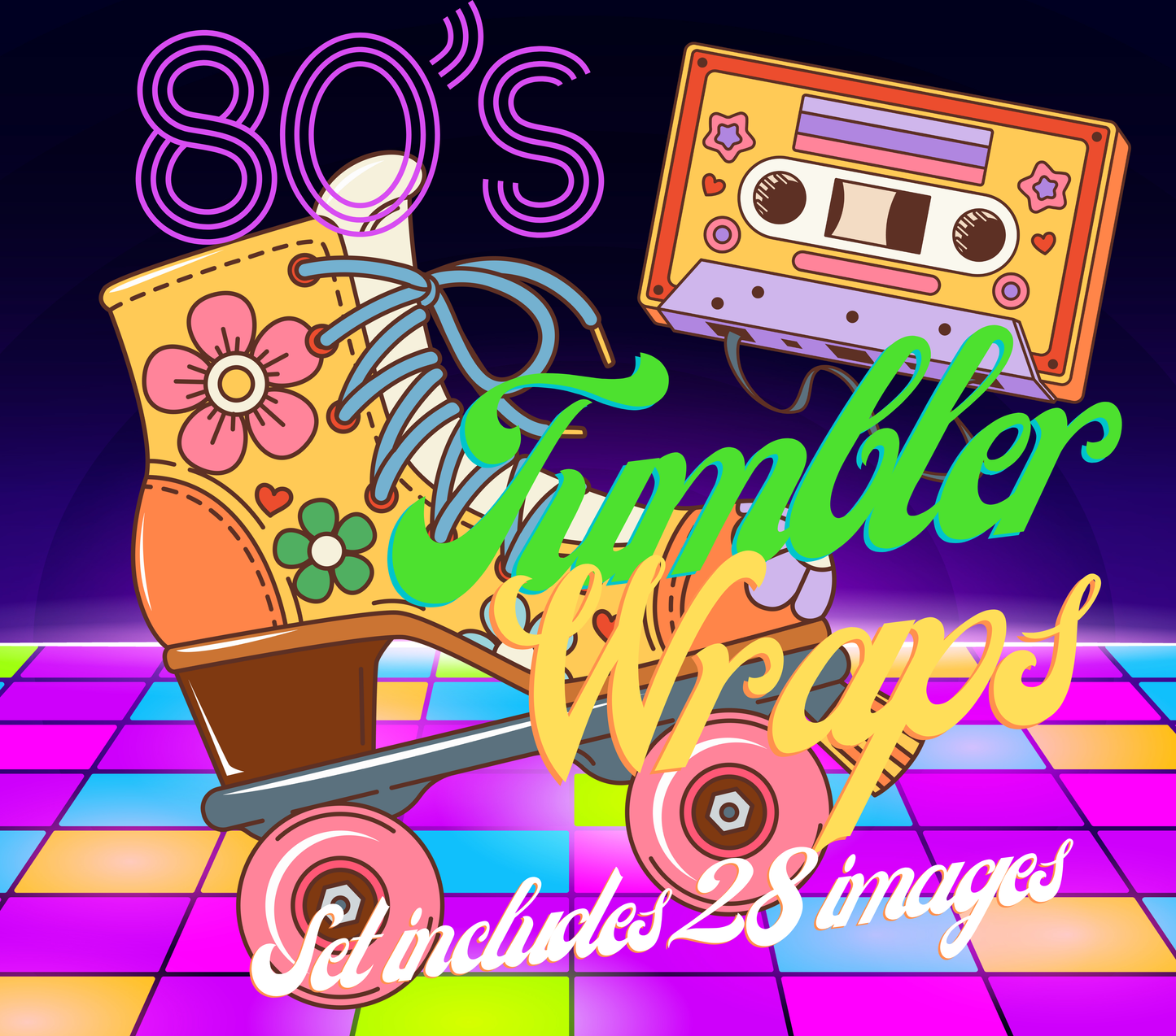 80's Themed Tumbler Wraps