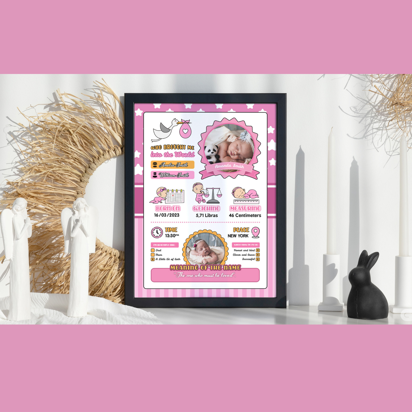 Pink Birth Announcement