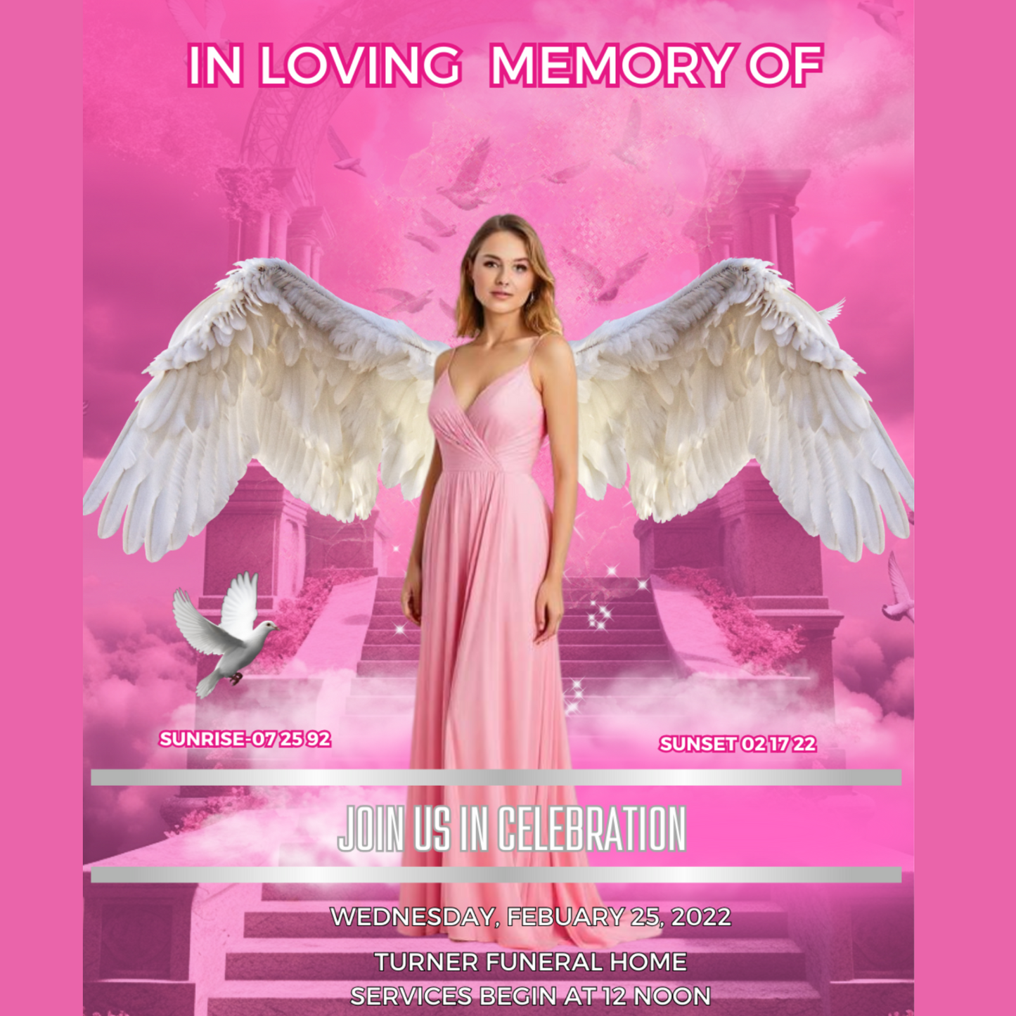 Pink funeral program template