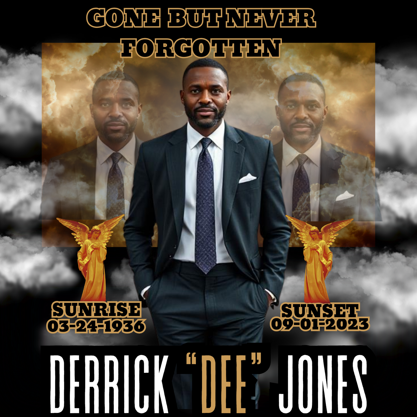 BLACK SINGLE MEMORIAL EDITABLE DESIGN