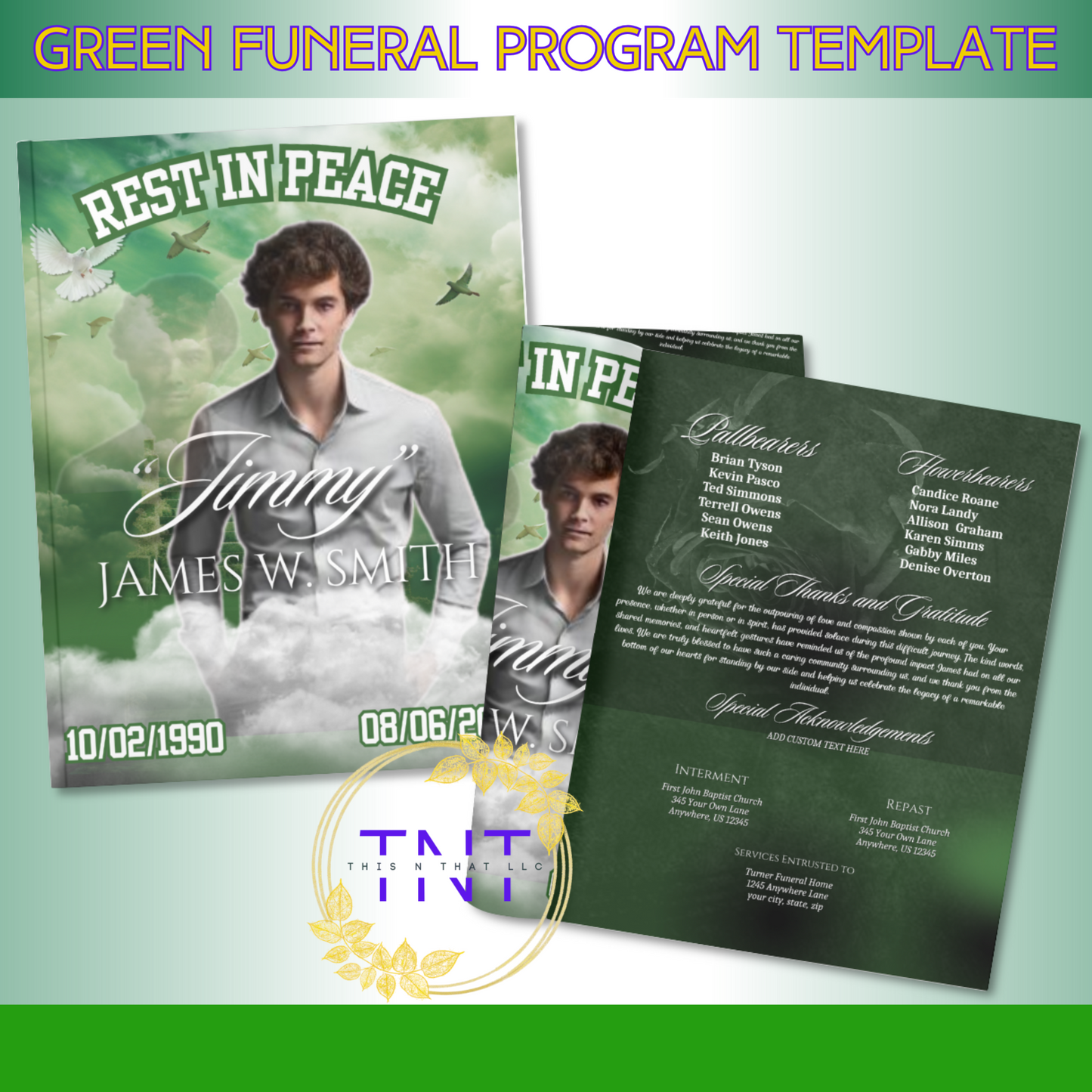 Green Funeral Program Template