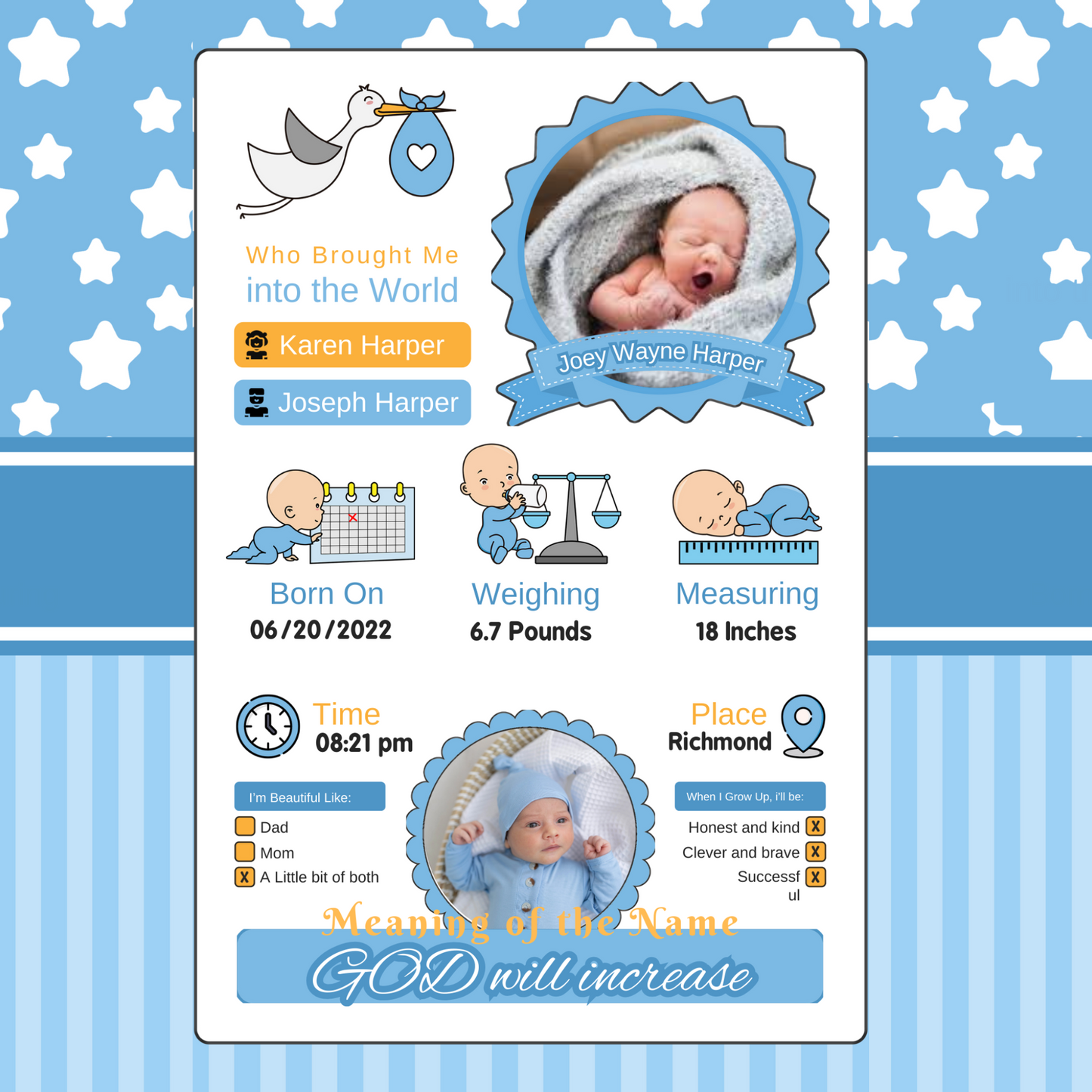 Blue Birth Announcement