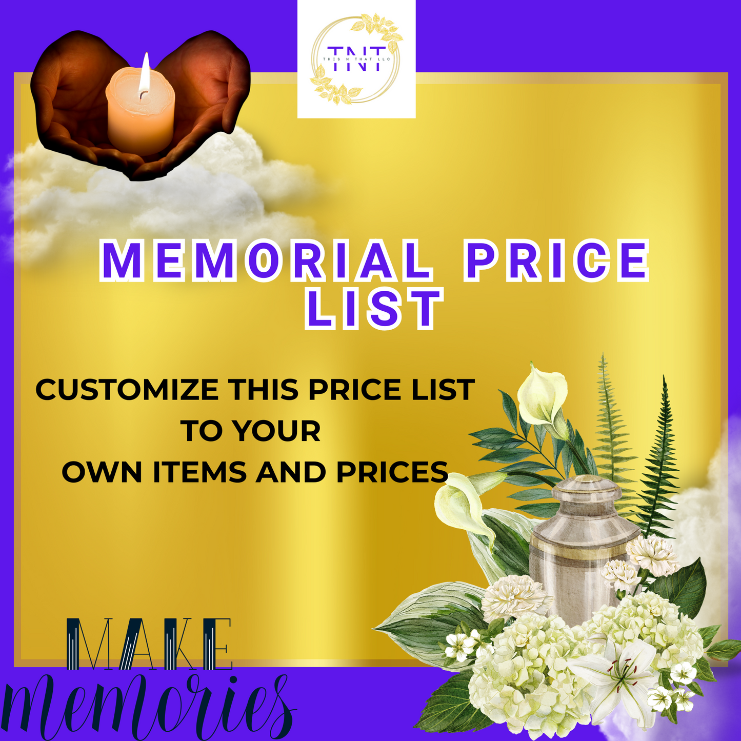 MEMORIAL CUSTOMIZABLE PRICE LIST